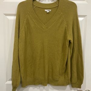 Sonoma XXL spring green v-neck sweater cotton / nylon / rayon blend knit waffle